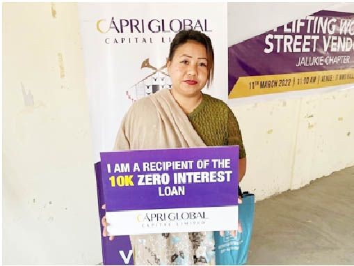 A recipient of the Zero Interest Loan of 15,000 from Entrepreneurs Associates (EA), during a programme at Jalukie Town on March 11.